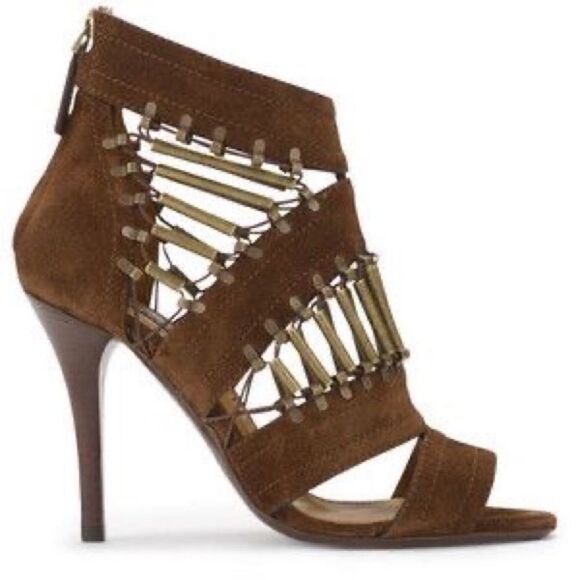 Ralph Lauren 2014 Collection Brown Suede Brass Bead Embellished Blephina Sandal - Picture 14 of 16